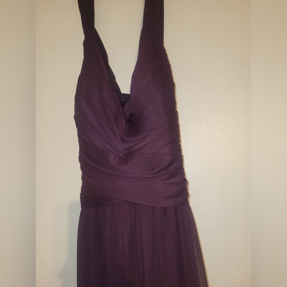 David's Bridal Purple Ruched Halter Sundress